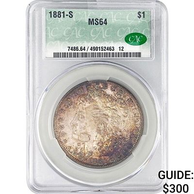 1881-S Morgan Silver Dollar CAC MS64