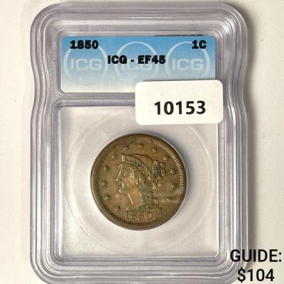 1850 Braided Hair Large Cent ICG-EF45