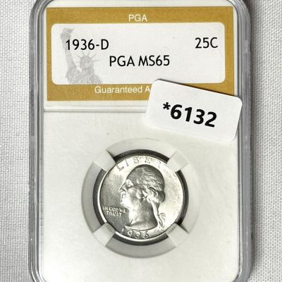 1936-D Washington Silver Quarter PGA-MS65