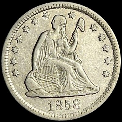 1858-O Seated Liberty Quarter CLOSELY