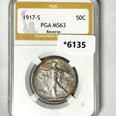 1917-S Walking Liberty Half Dollar PGA-MS63