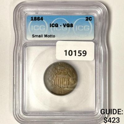 1864 Two Cent Piece ICG-VG8 Sm Motto