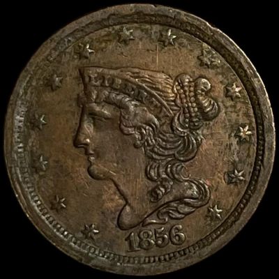 1856 Braided Hair Half Cent UNCIRCULATED