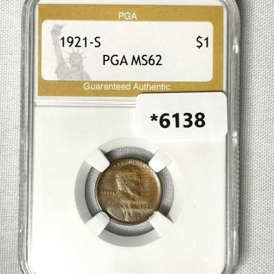 1921-S Wheat Cent PGA-MS62