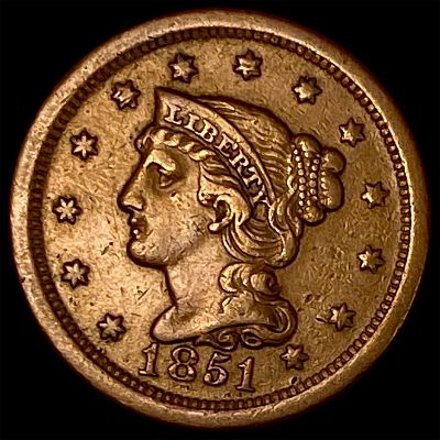 1851 Braided Hair Large Cent CLOSELY UNCIRCULATED. 1851 Braided Hair Large Cent CLOSELY UNCIRCULATED
