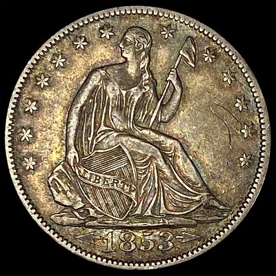 1853-O Arrows/Rays Seated Liberty Half Dollar CLOSELY UNCIRCULATED. 1853-O Arrows/Rays Seated 