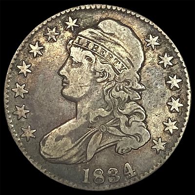 1834 Capped Bust Silver Half Dollar ABOUT UNCIRCULATED. 1834 Capped Bust Silver Half Dollar 