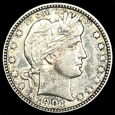 1901-O Silver Barber Quarter CLOSELY UNCIRCULATED. 1901-O Silver Barber Quarter CLOSELY UNCIRCULATED