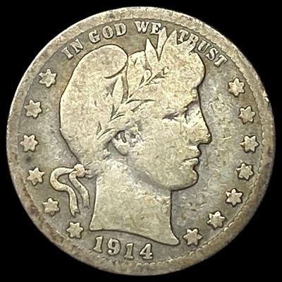 1914-S Silver Barber Quarter NICELY CIRCULATED. 1914-S Silver Barber Quarter NICELY CIRCULATED