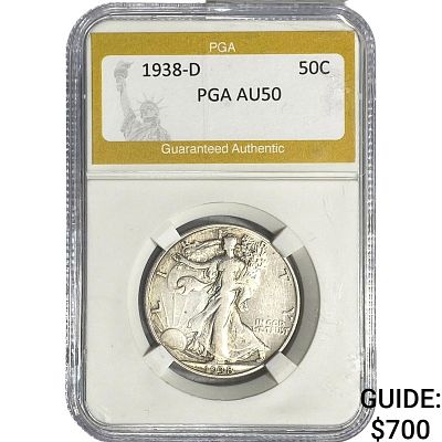 1938-D Walking Liberty Half Dollar PGA AU50