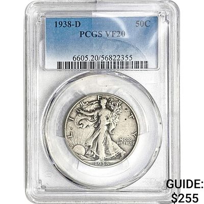1938-D Walking Liberty Half Dollar PCGS VF20