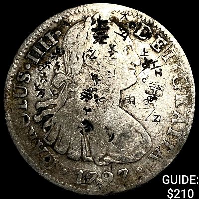 1797 Mexico Silver 8 Reales Chopmarked NEARLY UNCIRCULATED