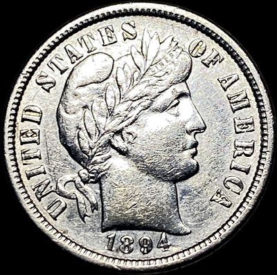 1894-O Silver Barber Dime CLOSELY UNCIRCULATED. 1894-O Silver Barber Dime CLOSELY UNCIRCULATED