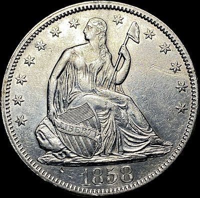 1858 Seated Liberty Half Dollar LIGHTLY CIRCULATED. 1858 Seated Liberty Half Dollar LIGHTLY 
