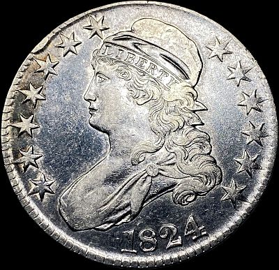 1824 Capped Bust Half Dollar ABOUT UNCIRCULATED. 1824 Capped Bust Half Dollar ABOUT UNCIRCULATED