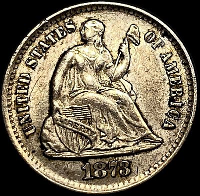 1873-S Silver Seated Liberty Half Dime CHOICE AU