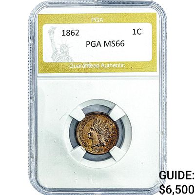 1862 Indian Head Cent PGA MS66
