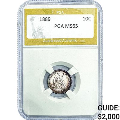 1889 Seated Liberty Dime PGA MS65