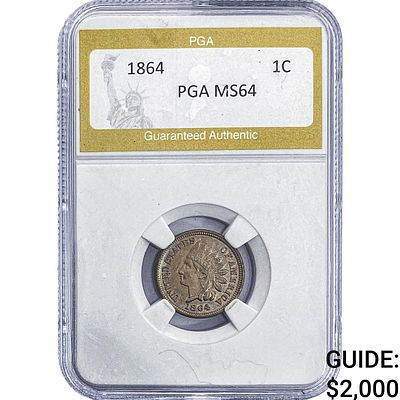 1864 Indian Head Cent PGA MS64