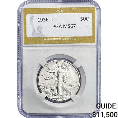 1936-D Standing Liberty Half Dollar PGA MS67