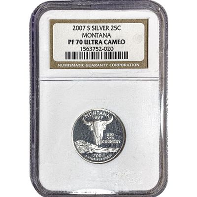 2007-S Washington Silver Quarter NGC PF70 Montana Ultra Cameo