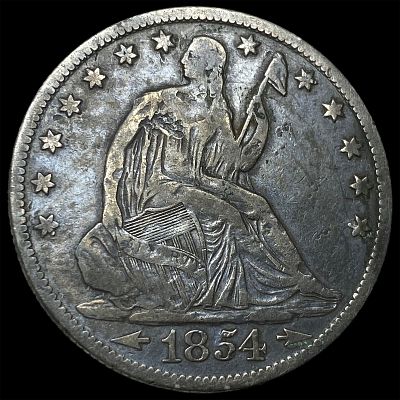 1854-O Arrows Silver Seated Liberty Half Dollar LIGHTLY CIRCULATED