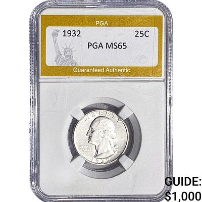 1932 Washington Silver Quarter PGA MS65