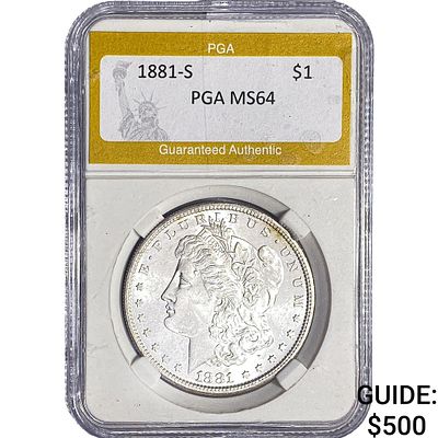1881-S Morgan Silver Dollar PGA MS64