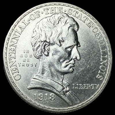 1918 Silver Illinois Centennial Half Dollar CHOICE AU