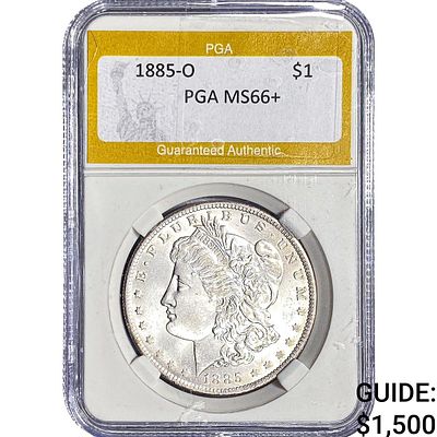 1885-O Morgan Silver Dollar PGA MS66+
