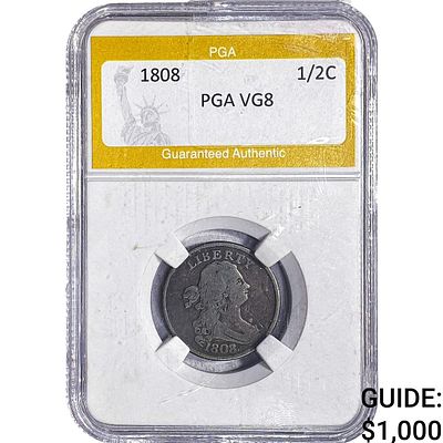 1808 Draped Bust Half Cent PGA VG8