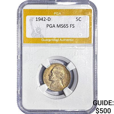1942-D Jefferson Nickel PGA MS65 FS