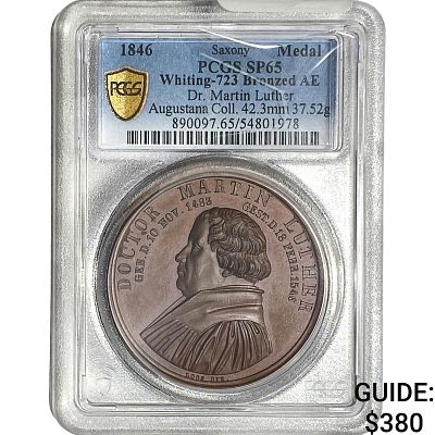 1846 Saxony Martin Luther Bronze Medal PCGS SP65