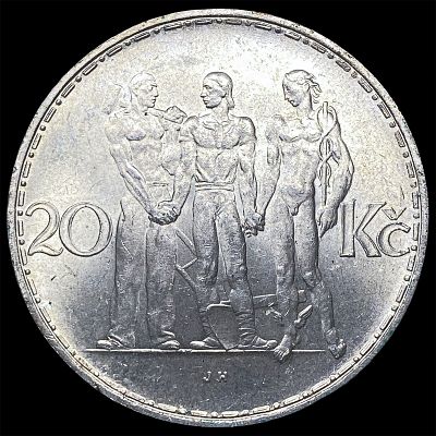 1933 Czechoslovakia .2701 Silver 20 Korun CLOSELY UNCIRCULATED