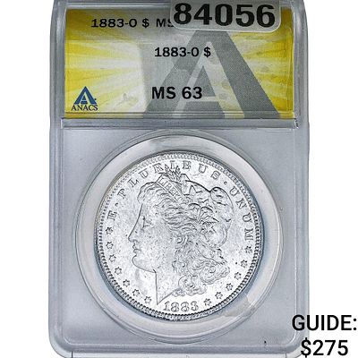 1883-O Morgan Silver Dollar ANACS MS63