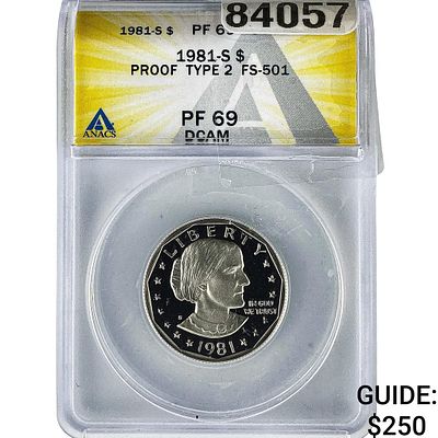 1981-S Susan B. Anthony $1 TY 2 ANACS PF69 DCAM
