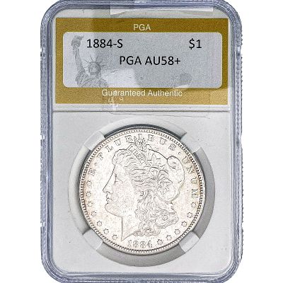 1884-S Morgan Silver Dollar PGA AU58+