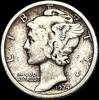 1924-S Silver Mercury Dime LIGHTLY CIRCULATED