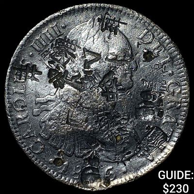 Colonial Spain Silver 8 Reales Punchmarked NEARLY UNCIRCULATED