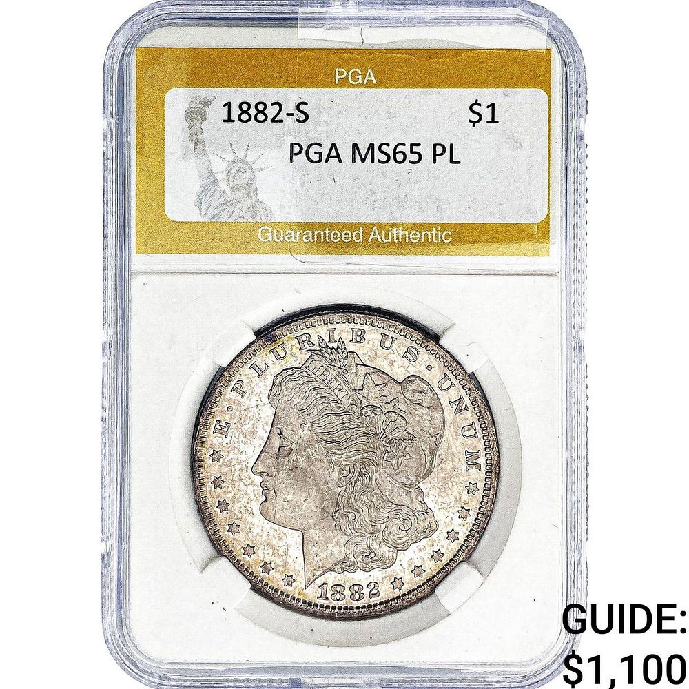 1882-S Morgan Silver Dollar PGA MS65 PL