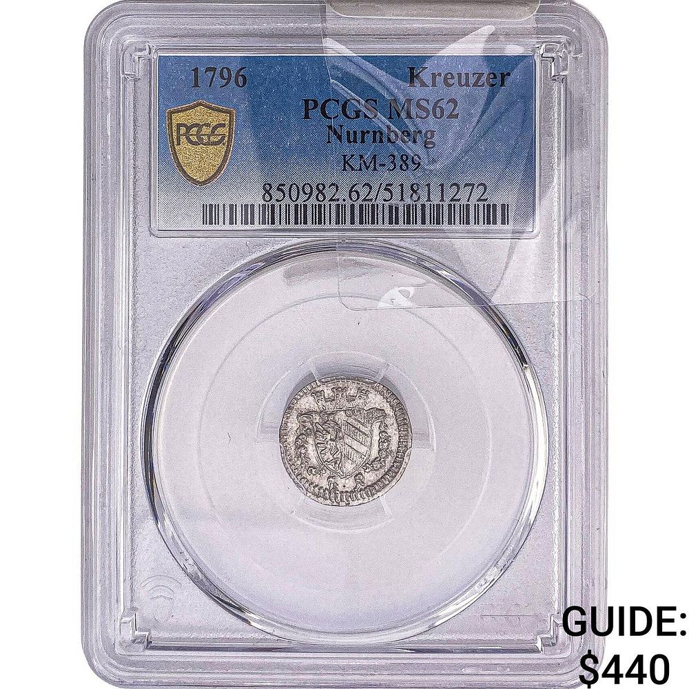1796 Nurnberg Silver 1 Kreuzer PCGS MS62