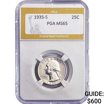 1935-S Washington Silver Quarter PGA MS65