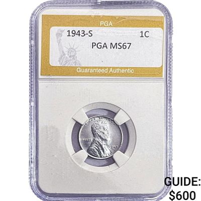1943-S Wheat Cent PGA MS67