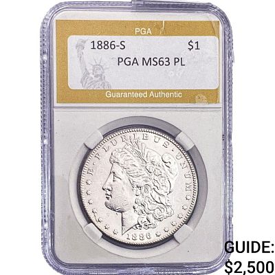 1886-S Morgan Silver Dollar PGA MS63 PL