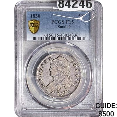 1830 Capped Bust Half Dollar PCGS F15 Small 0
