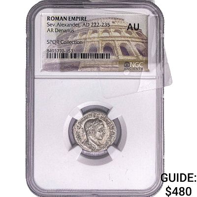 Roman Empire Sev. Alexander 222-235 AD Silver Denarius NGC AU