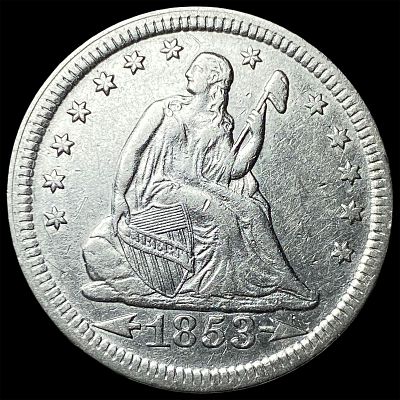 1853 Arrows/Rays Seated Liberty Quarter NEARLY UNCIRCULATED