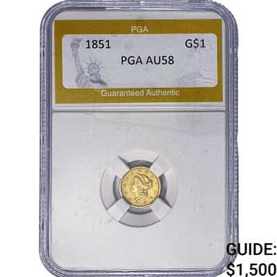 1851 Rare Gold Dollar PGA AU58