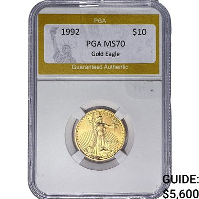 1992 1/4oz $10 Gold Eagle PGA MS70