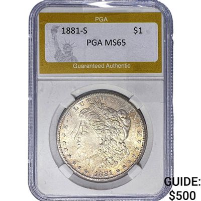 1881-S Morgan Silver Dollar PGA MS65